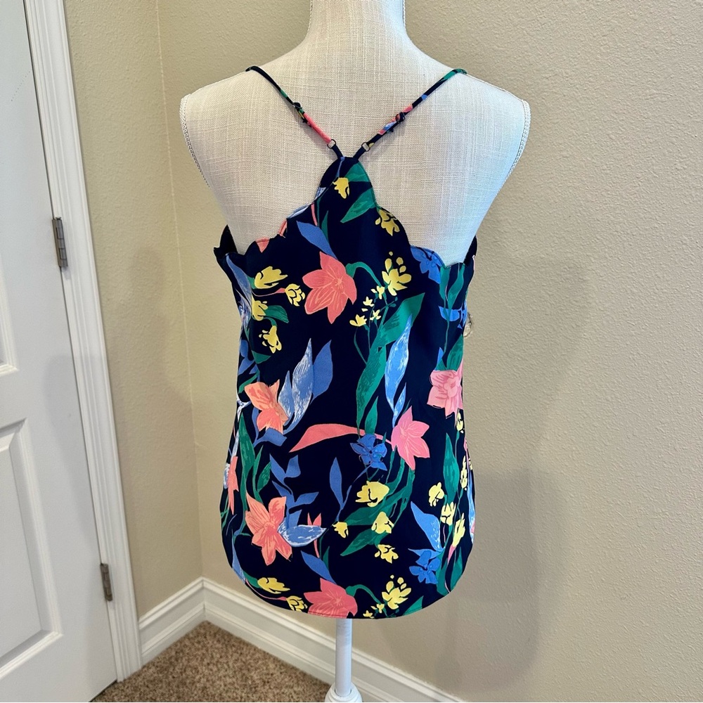 J. Crew Tropical Floral Print Cami Tank Top Scalloped Trim Size 4 - Picture 7 of 10